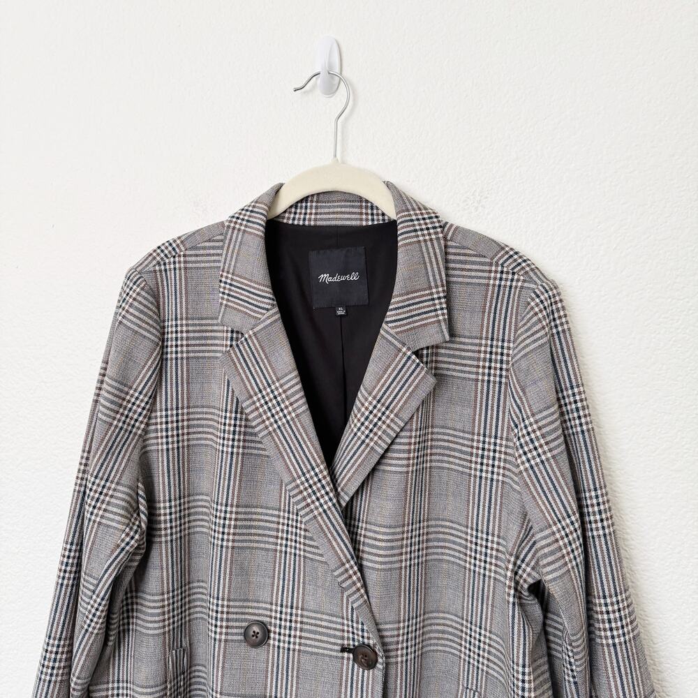 [Madewell] Caldwell Oversized Menswear Plaid Double Breasted Blazer Jacket Sz XL - Picture 4 of 13